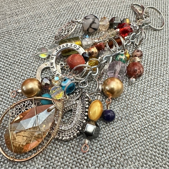 Chunky Beaded Tassel Handbag Purse Accessory Dangle Charm Key Chain Handmade - Picture 8 of 16